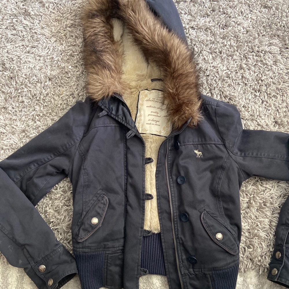 Abercrombie fur lined hooded jacket XL